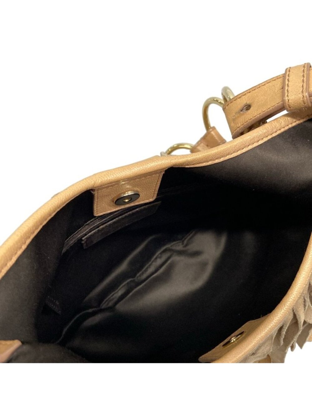 ★SOLD★ Saint Laurent Rive Gauche Shoulder Bag Boheme Beige Fringe Leather - Picture 7 of 15
